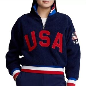 Polo Ralph Lauren 2022 Olympics Team USA Navy Sherpa Pullover